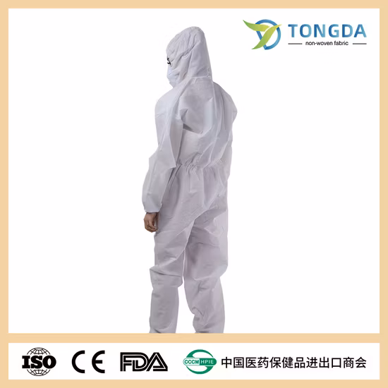 縫い目をテープで留めた使い捨てつなぎ服タイプ 5 および 6